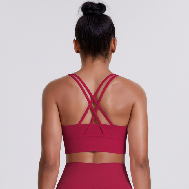 TCOMBX010 U‑Neck Criss‑Cross Strappy Back Sports Yoga Bra Tank Top