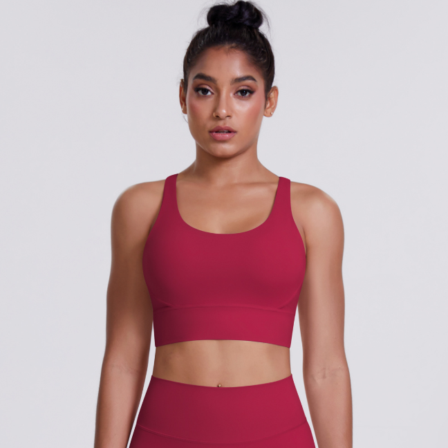 TCOMBX010 U‑Neck Criss‑Cross Strappy Back Sports Yoga Bra Tank Top