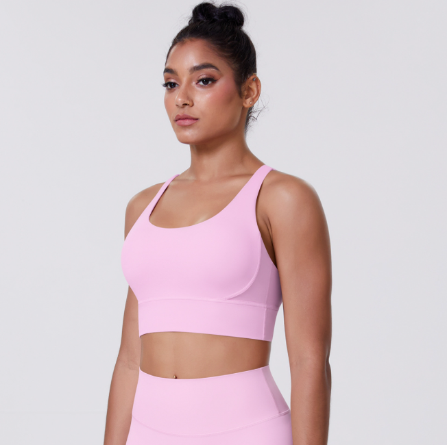 TCOMBX010 U‑Neck Criss‑Cross Strappy Back Sports Yoga Bra Tank Top