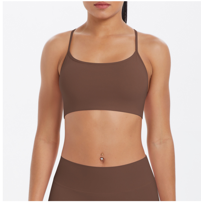 TCOMBX011 Thin Strap Criss‑Cross Back Yoga Sports Bra