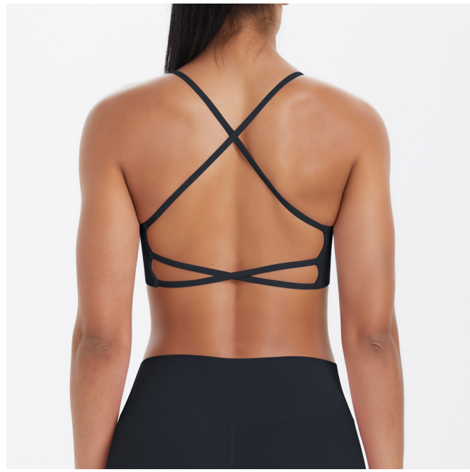 TCOMBX011 Thin Strap Criss‑Cross Back Yoga Sports Bra