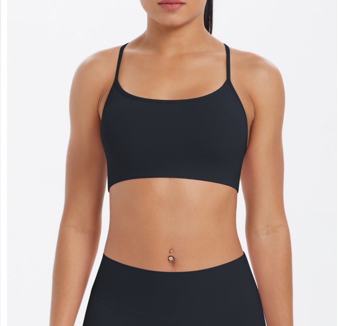 TCOMBX011 Thin Strap Criss‑Cross Back Yoga Sports Bra