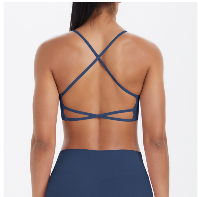 TCOMBX011 Thin Strap Criss‑Cross Back Yoga Sports Bra