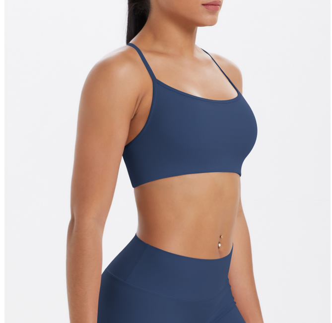 TCOMBX011 Thin Strap Criss‑Cross Back Yoga Sports Bra