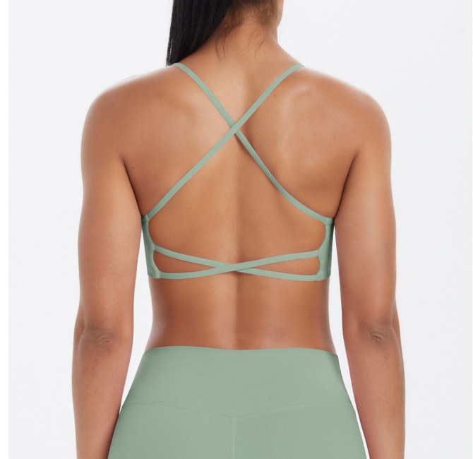 TCOMBX011 Thin Strap Criss‑Cross Back Yoga Sports Bra