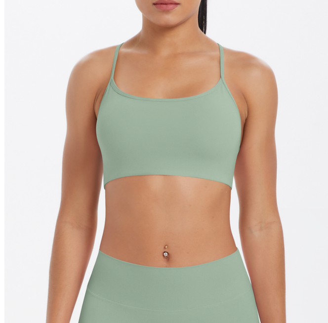 TCOMBX011 Thin Strap Criss‑Cross Back Yoga Sports Bra