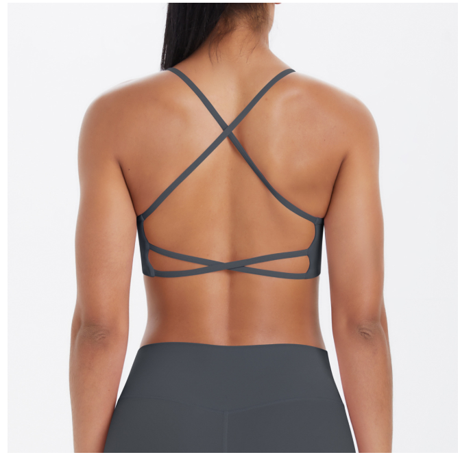 TCOMBX011 Thin Strap Criss‑Cross Back Yoga Sports Bra