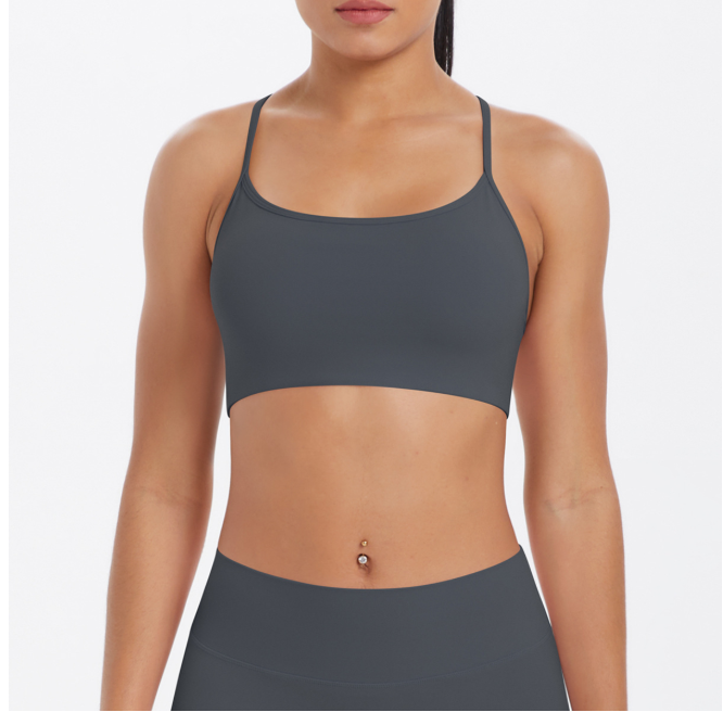 TCOMBX011 Thin Strap Criss‑Cross Back Yoga Sports Bra