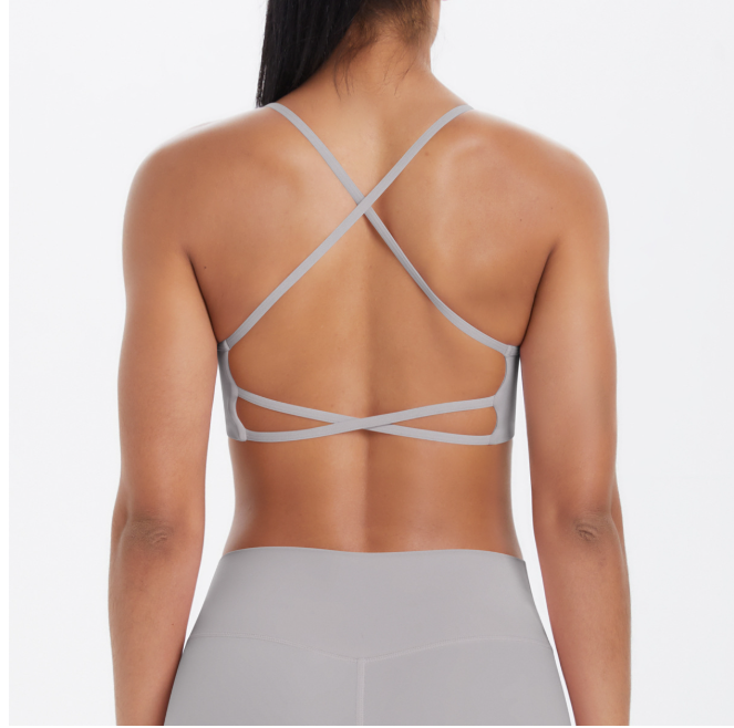 TCOMBX011 Thin Strap Criss‑Cross Back Yoga Sports Bra