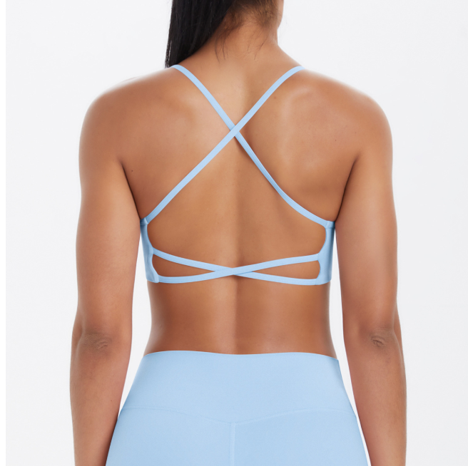 TCOMBX011 Thin Strap Criss‑Cross Back Yoga Sports Bra