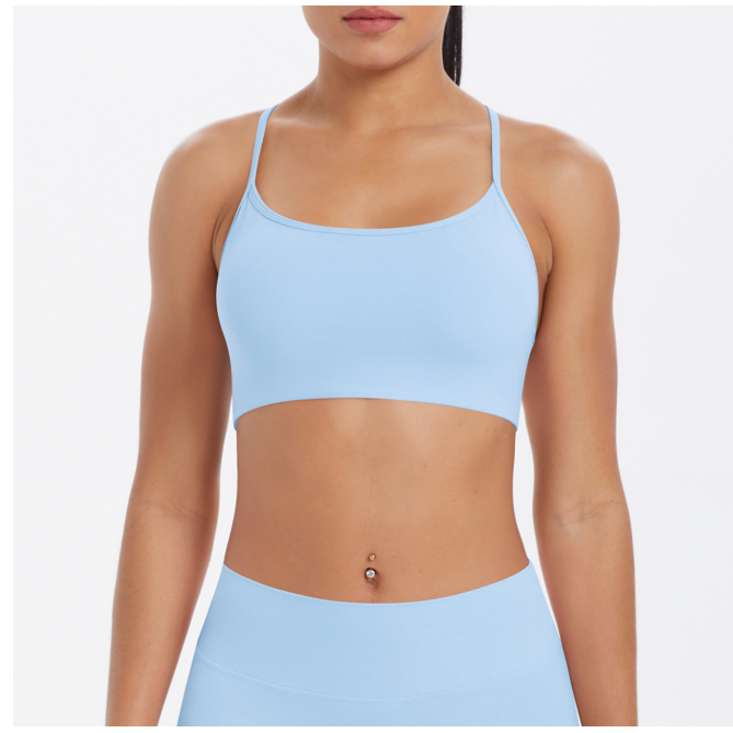 TCOMBX011 Thin Strap Criss‑Cross Back Yoga Sports Bra