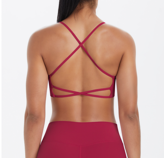 TCOMBX011 Thin Strap Criss‑Cross Back Yoga Sports Bra