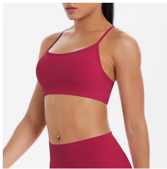TCOMBX011 Thin Strap Criss‑Cross Back Yoga Sports Bra