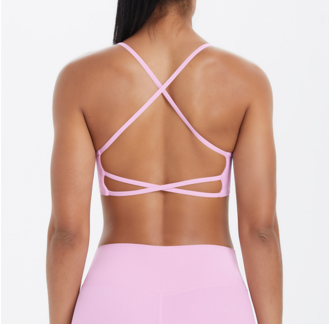 TCOMBX011 Thin Strap Criss‑Cross Back Yoga Sports Bra