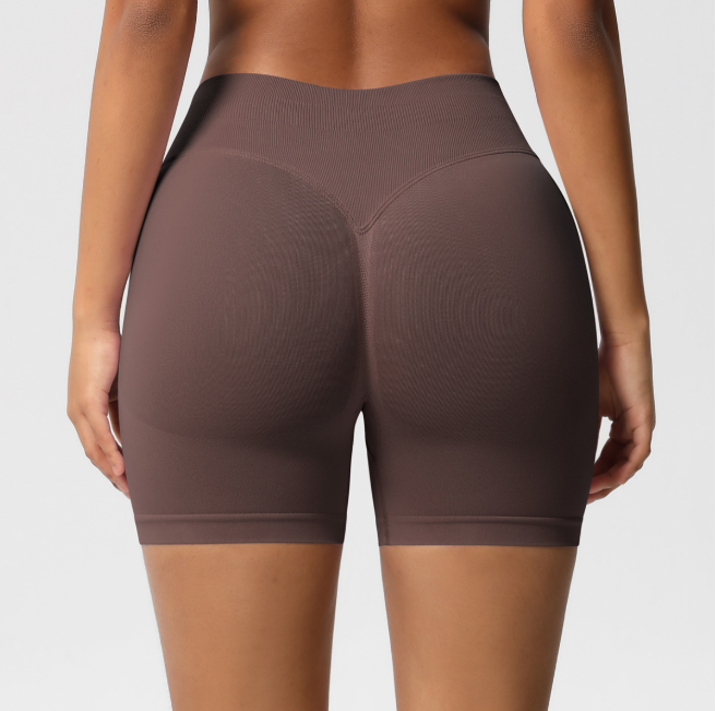 TCOMDK003 High‑Waist Seamless Scrunch Butt Yoga Biker Shorts