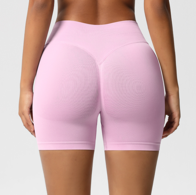TCOMDK003 High‑Waist Seamless Scrunch Butt Yoga Biker Shorts