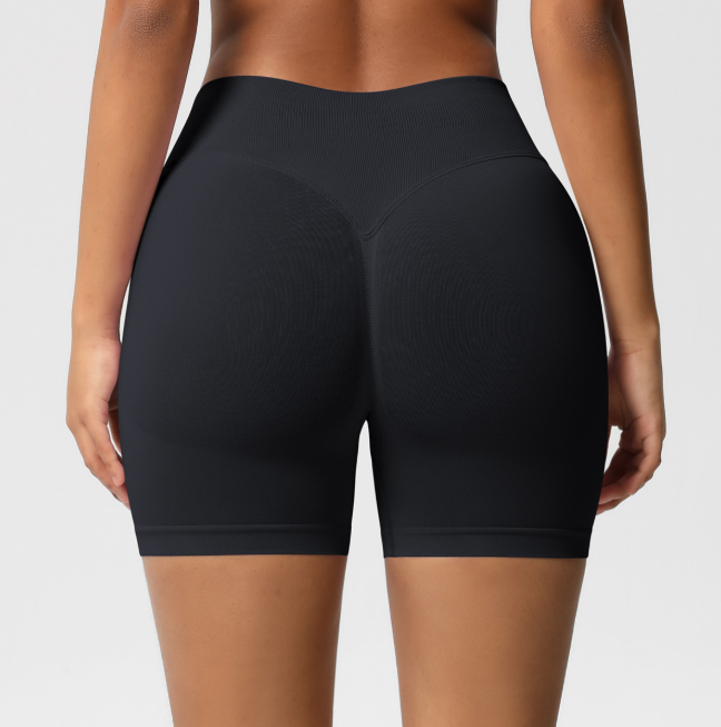 TCOMDK003 High‑Waist Seamless Scrunch Butt Yoga Biker Shorts