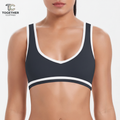 Black Contrast Sports Bra with Logo