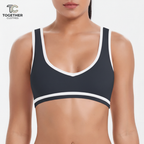Black Contrast Sports Bra with Logo