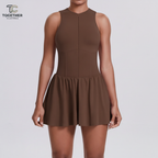 Brown Tennis Dress with Logo