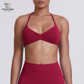 Burgundy Halter Sports Bra with Logo