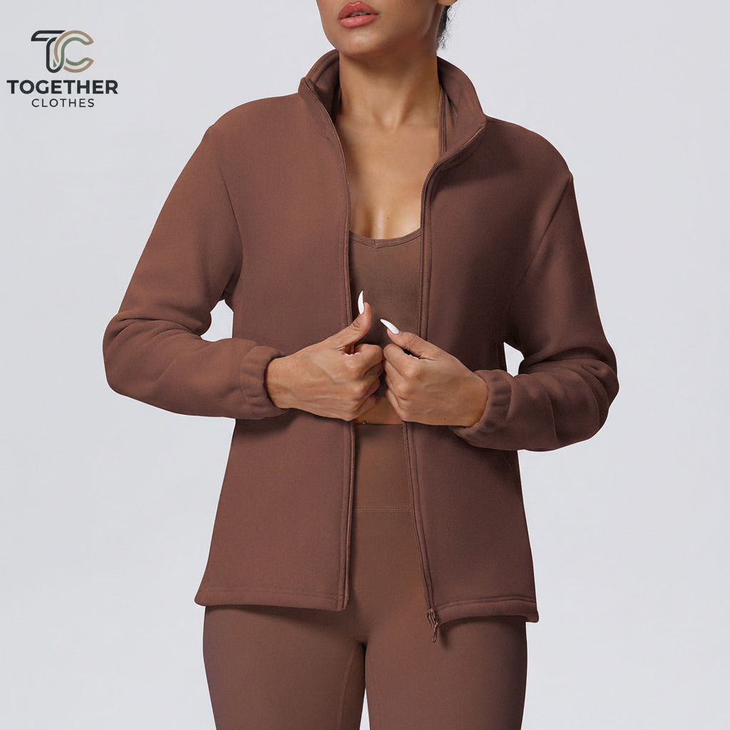 TCOMCX001 Nylon Fleece Yoga Zip Coat
