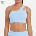 Light Blue Cut-out One Shoulder Tank with Logo