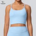 Light Blue Spaghetti Strap Sports Bra with Logo