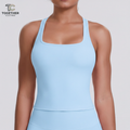 Light Blue Square Neck Tank with Logo