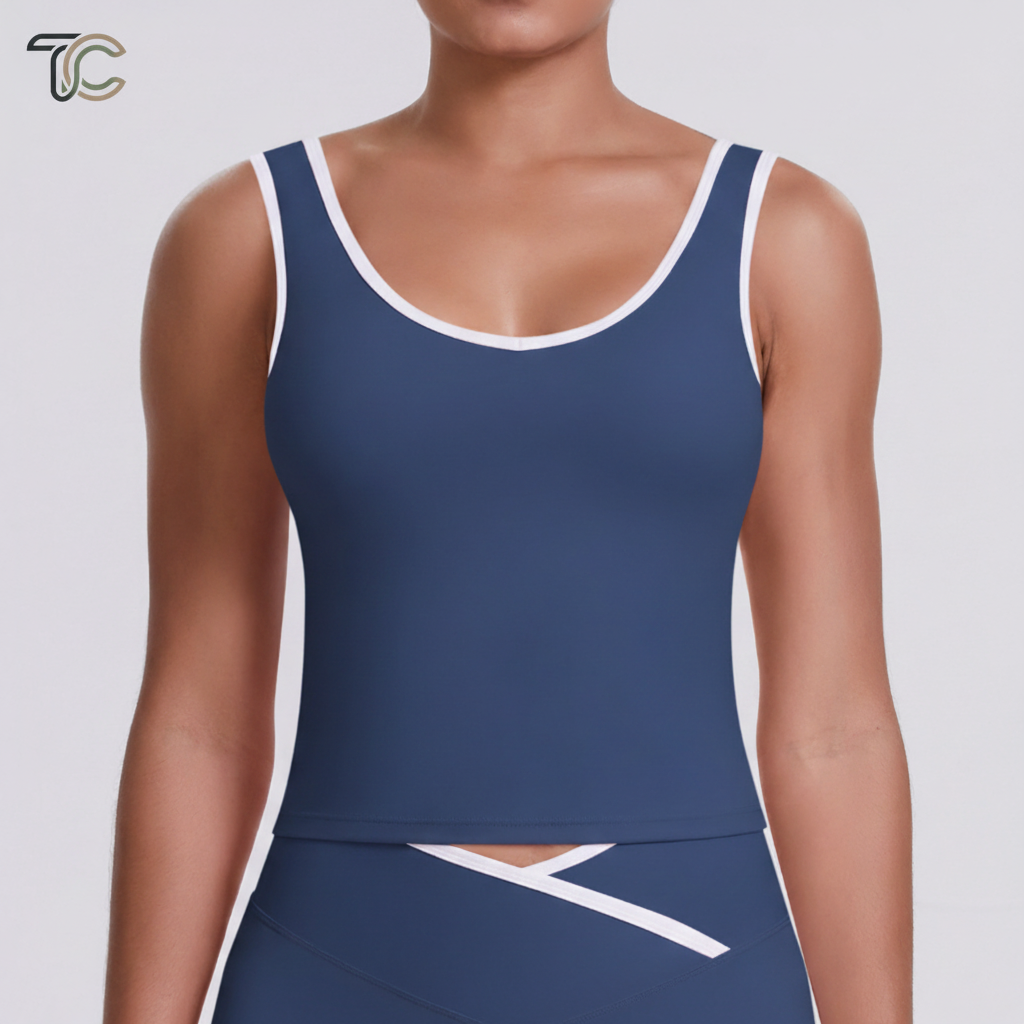 Navy Blue Contrast Tank with Logo