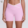 Pink Crossover Biker Shorts with Logo