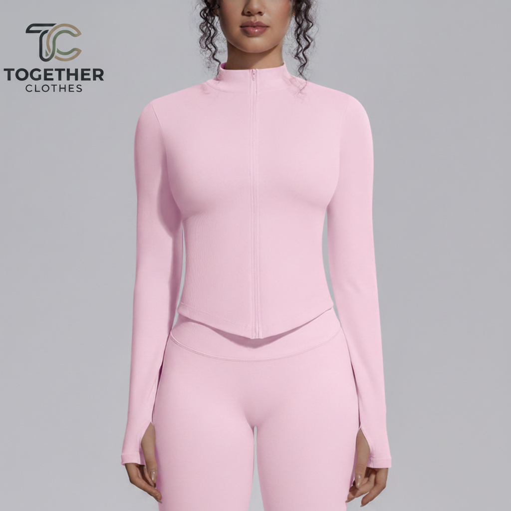 Pink Fitted Jacket with Logo