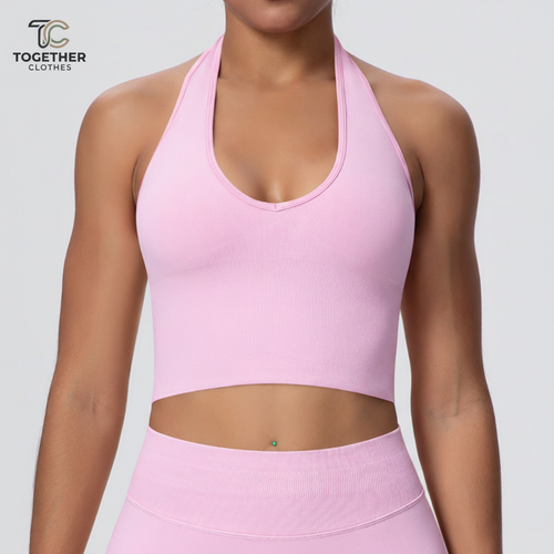 Pink Halter Tank with Logo