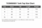 TCOMBX001 Tank Top Size Chart