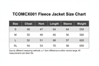 TCOMCX001 Fleece Jacket Size Chart