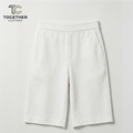 White Knit Shorts with Logo